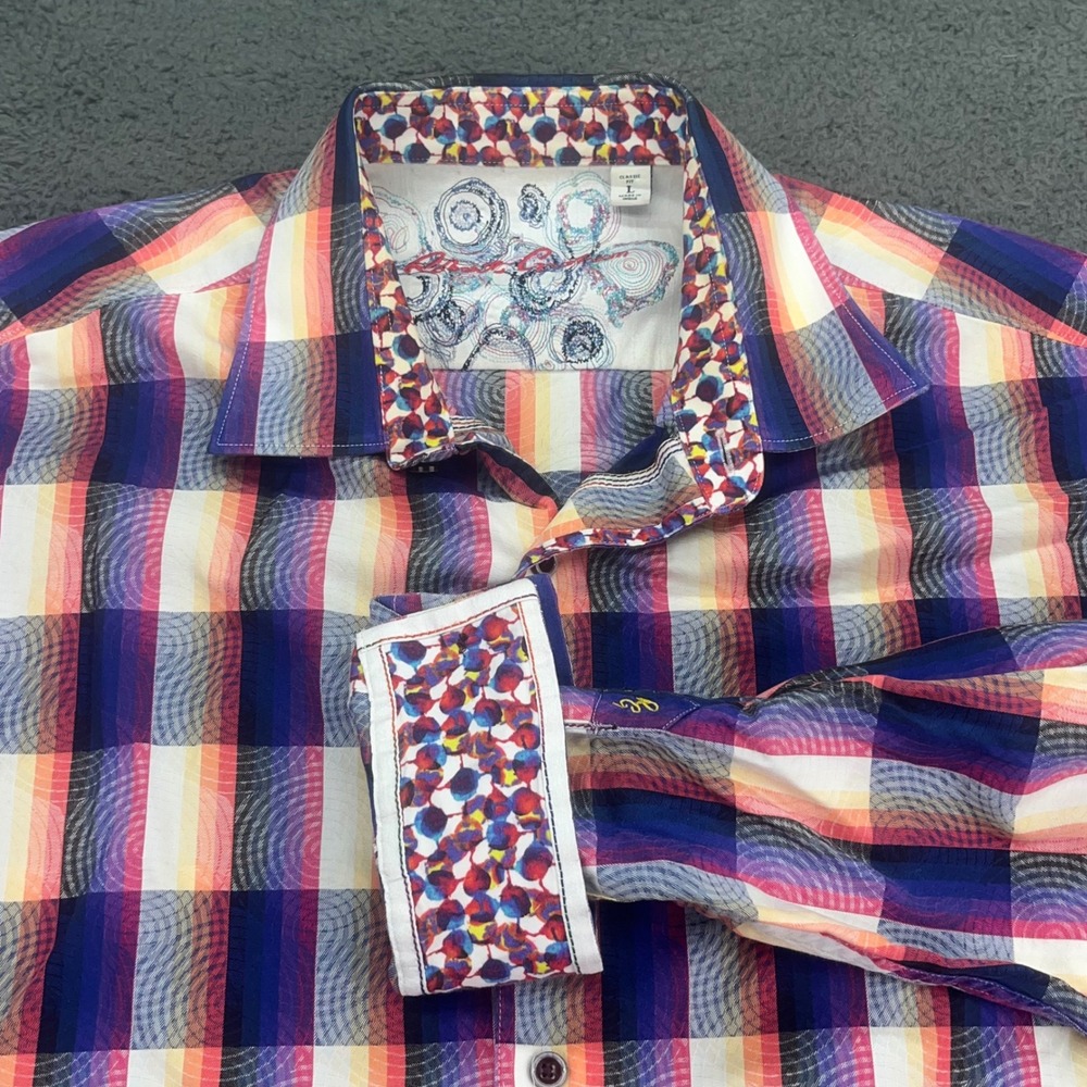 Robert Graham Mens L Long‎ Sleeve Button Down Shirt Colorful Plaid